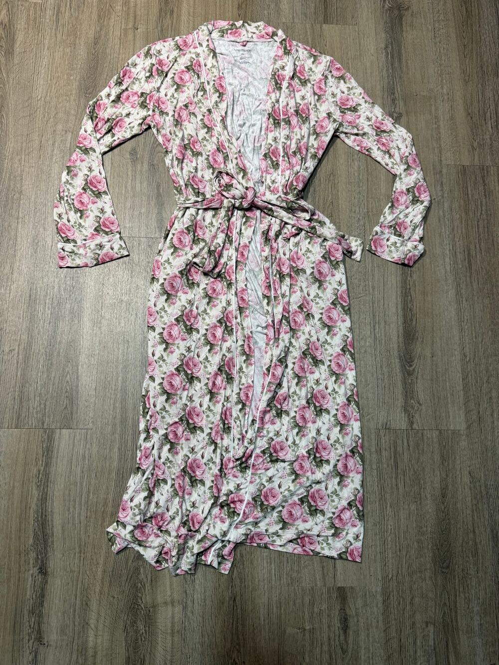 Posh Peanut Women's Bamboo Pink Floral Maxi Robe